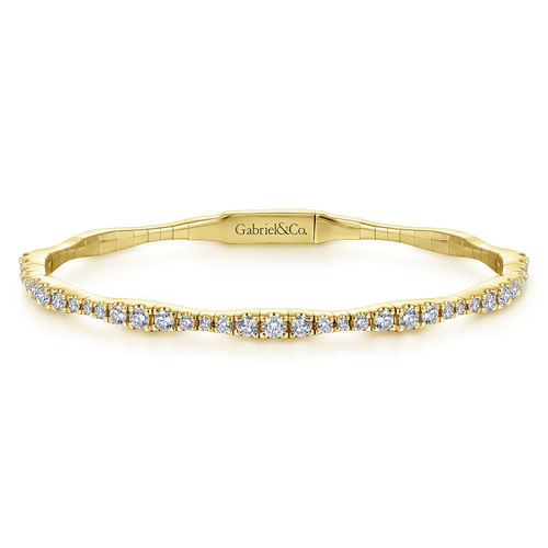 14K Yellow Gold Diamond Station Bangle