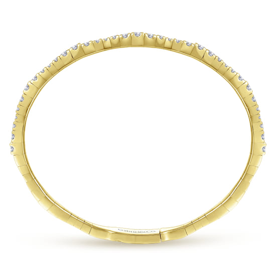 14K Yellow Gold Diamond Station Bangle angle 3