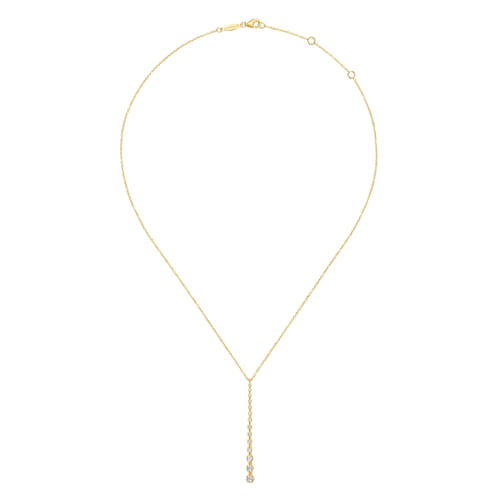 14K Yellow Gold Diamond Station Bar Pendant Necklace