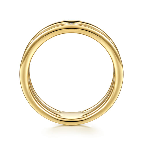 14K Yellow Gold Diamond Station Easy Stackable Ring