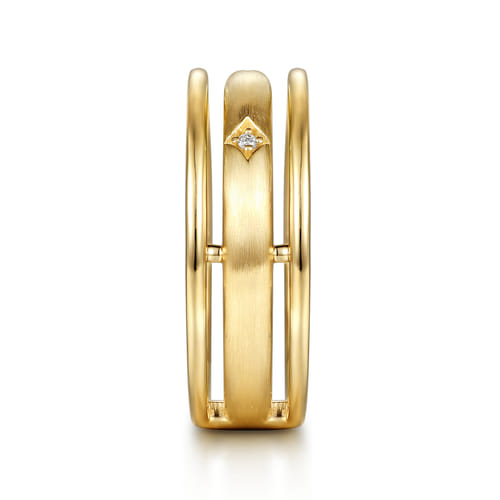 14K Yellow Gold Diamond Station Easy Stackable Ring