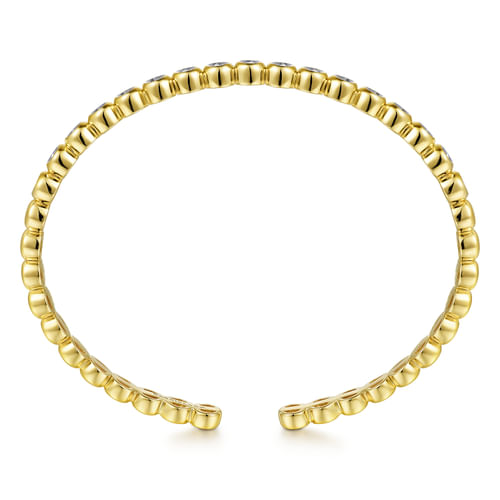 14K Yellow Gold Diamond Station Open Bangle