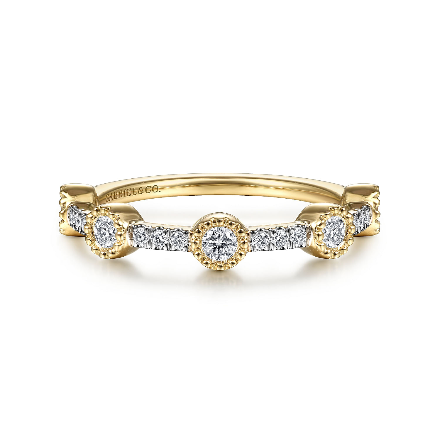 Gabriel - 14K Yellow Gold Diamond Station Stackable Ring