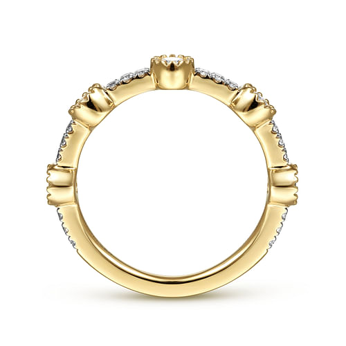 14K Yellow Gold Diamond Station Stackable Ring