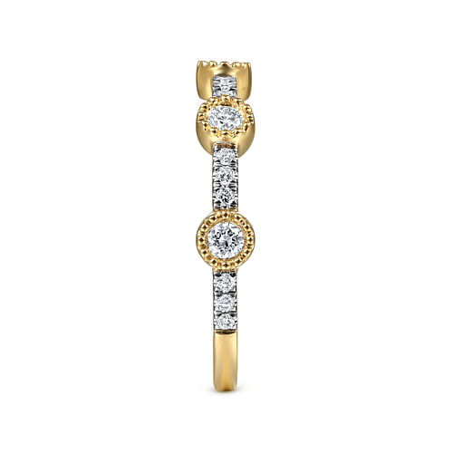 14K Yellow Gold Diamond Station Stackable Ring