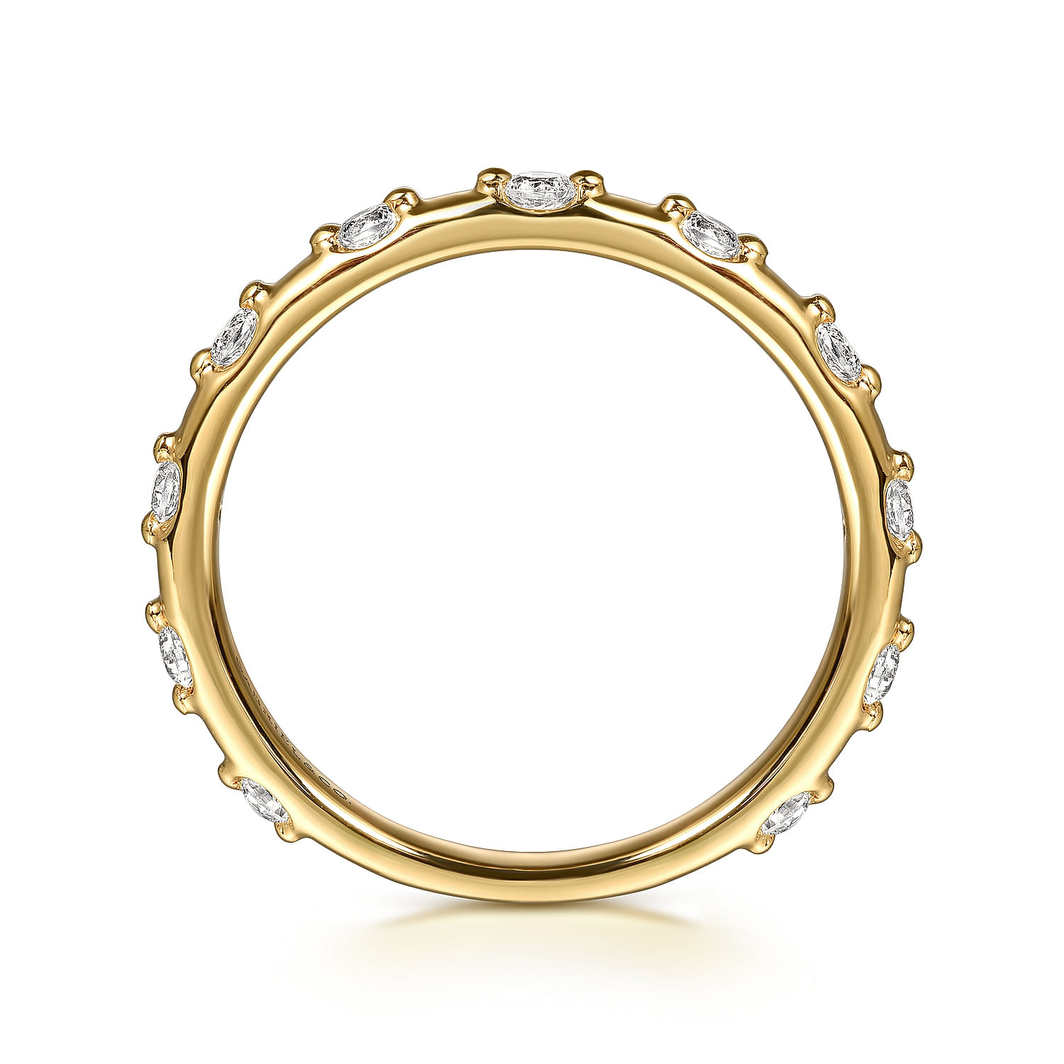 14K Yellow Gold Diamond Station Stackable Ring