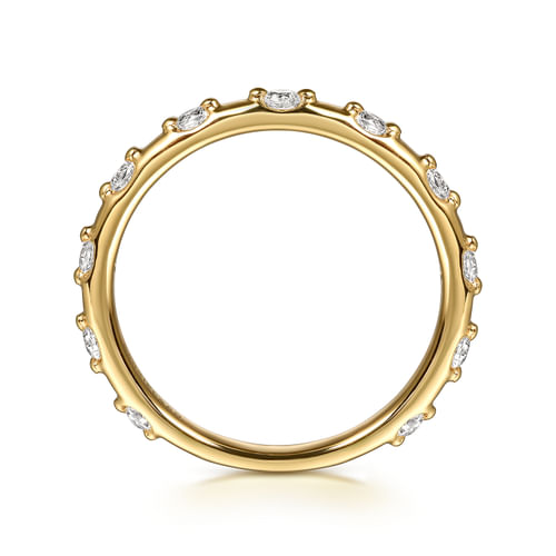 14K Yellow Gold Diamond Station Stackable Ring