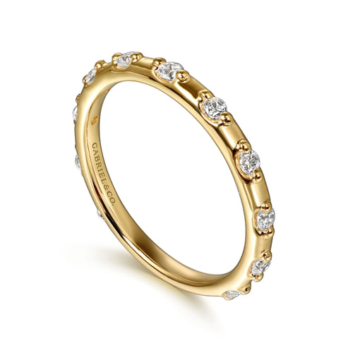 14K Yellow Gold Diamond Station Stackable Ring