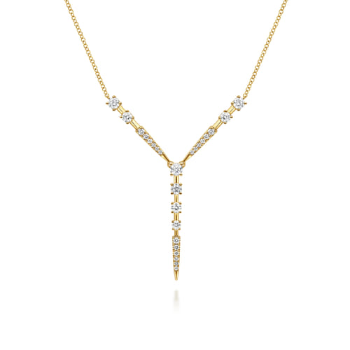 14K Yellow Gold Diamond Station Y Necklace