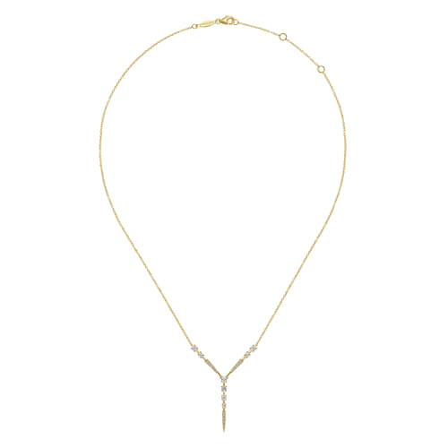 14K Yellow Gold Diamond Station Y Necklace