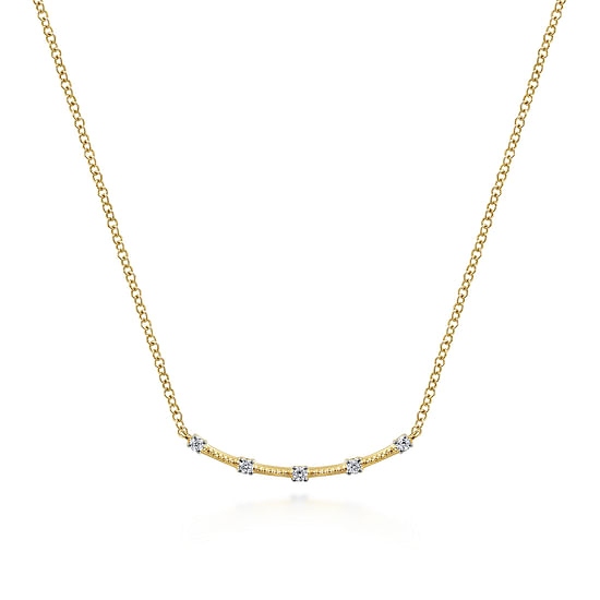 Gabriel - 14K Yellow Gold Diamond Stations Bar Necklace