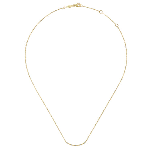 14K Yellow Gold Diamond Stations Bar Necklace