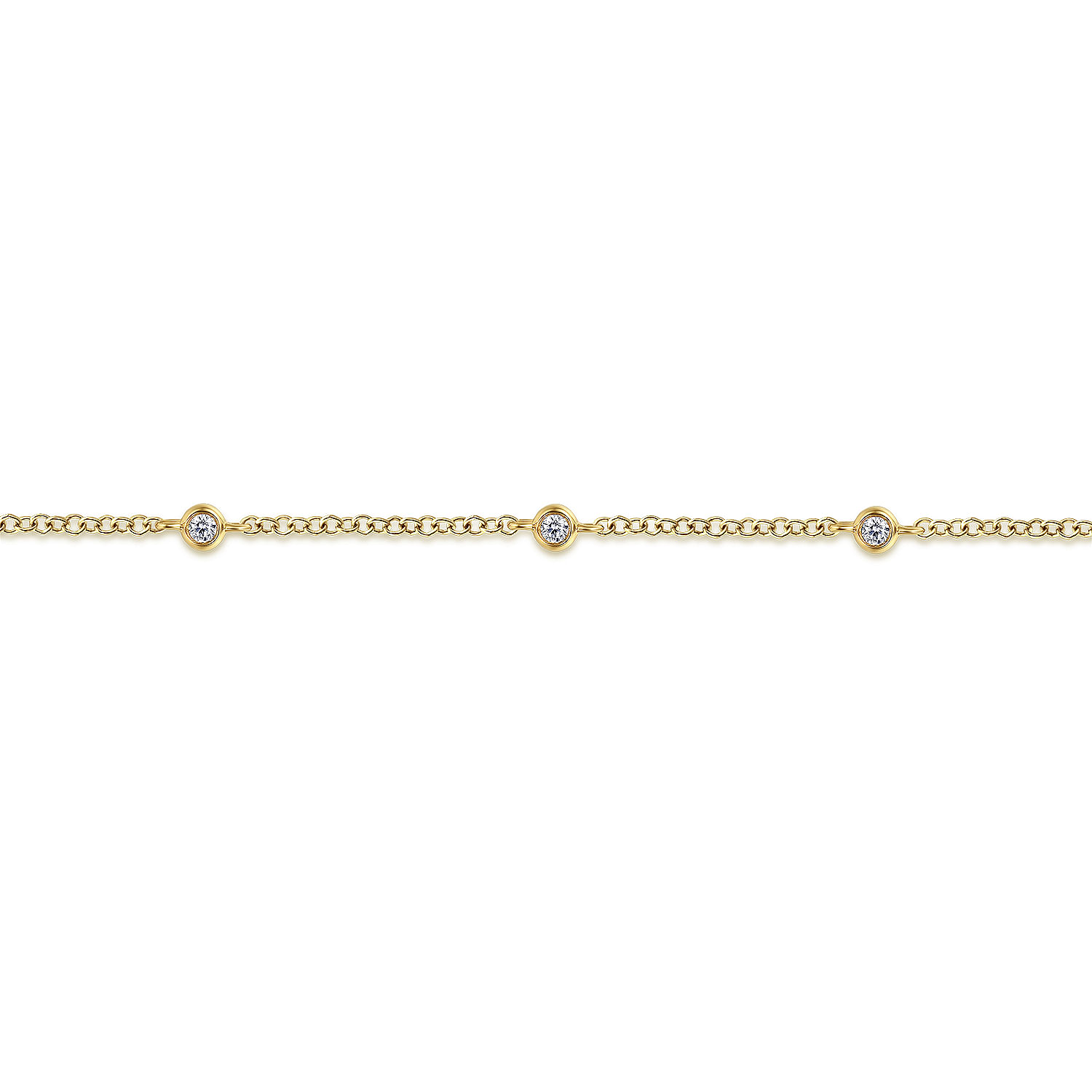 14K Yellow Gold Diamond Stations Chain Bracelet 