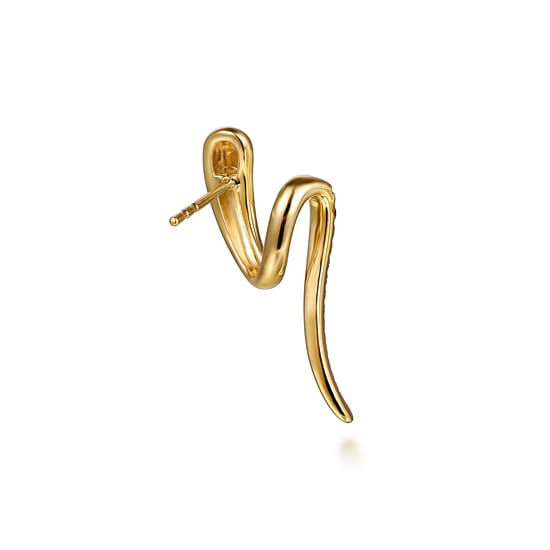 14K Yellow Gold Diamond Stud Drop Earrings angle 3