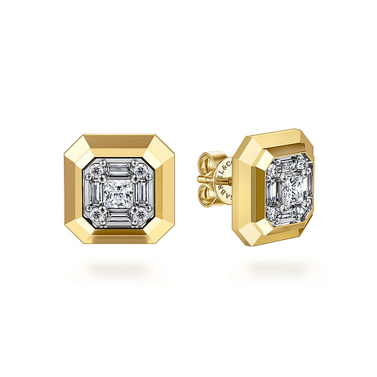 Gabriel - 14K Yellow Gold Diamond Stud Earrings