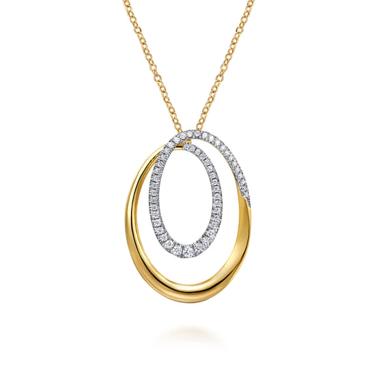 Gabriel - 14K Yellow Gold Diamond Swirl Pendant Necklace