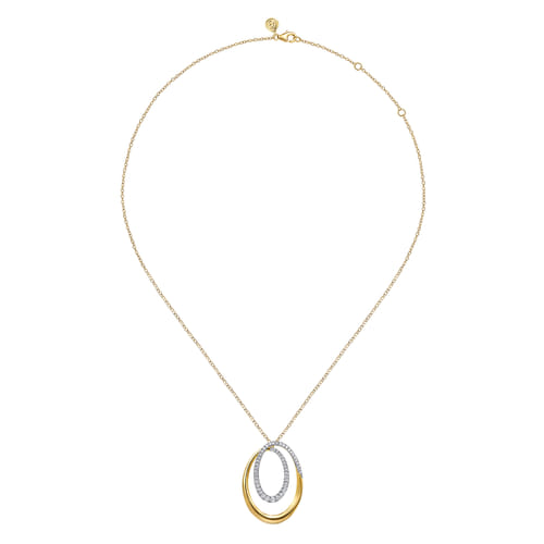 14K Yellow Gold Diamond Swirl Pendant Necklace