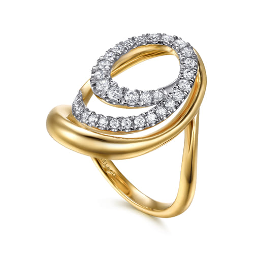 14K Yellow Gold Diamond Swirl Ring