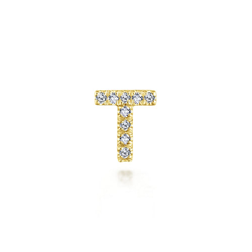 14K Yellow Gold Diamond T Initial Locket Charm