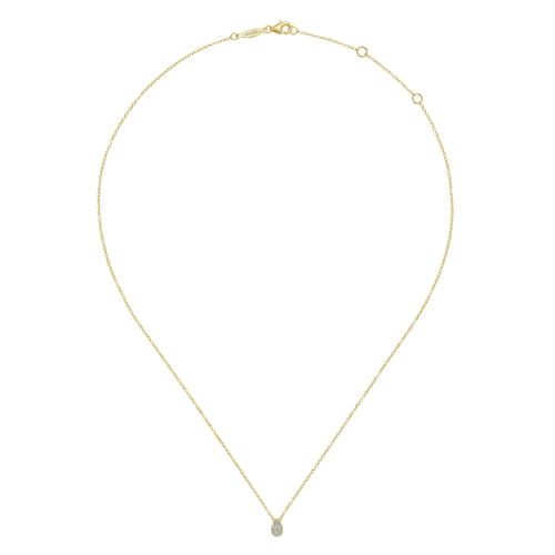 14K Yellow Gold Diamond Teardrop Pendant Necklace