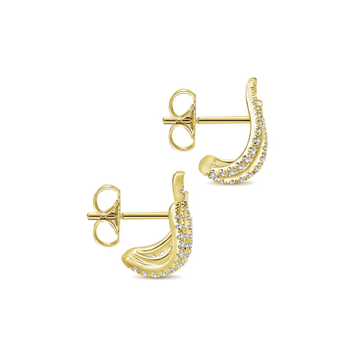 14K Yellow Gold Diamond Tendril Stud Earrings