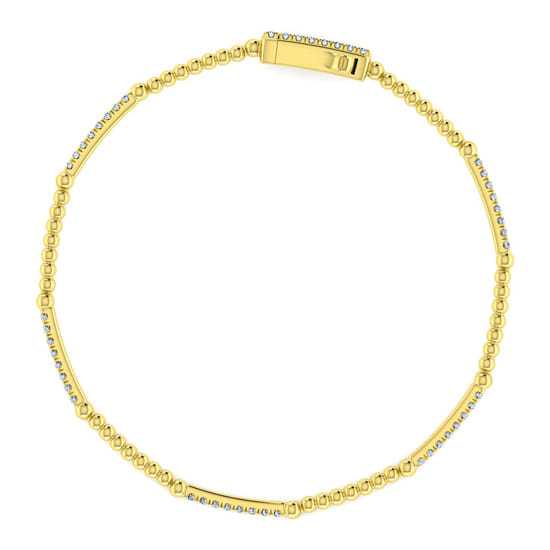 14K Yellow Gold Diamond Tennis Bracelet-Bujukan angle 3