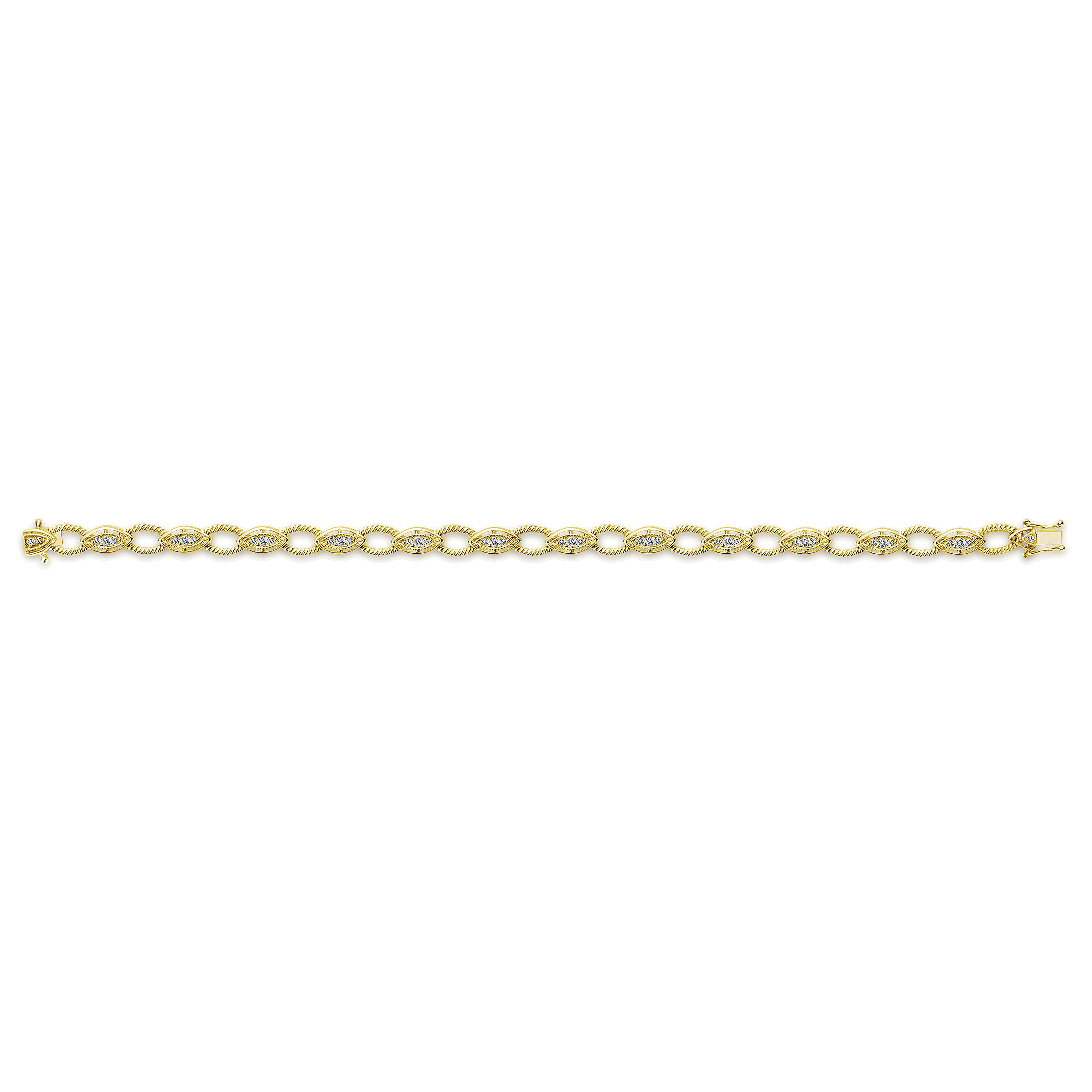 14K Yellow Gold Diamond Tennis Bracelet with Twisted Rope Links