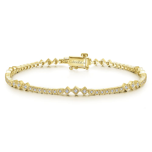 14K Yellow Gold Diamond Tennis Bracelet