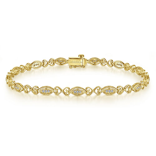 14K Yellow Gold Diamond Tennis Bracelet