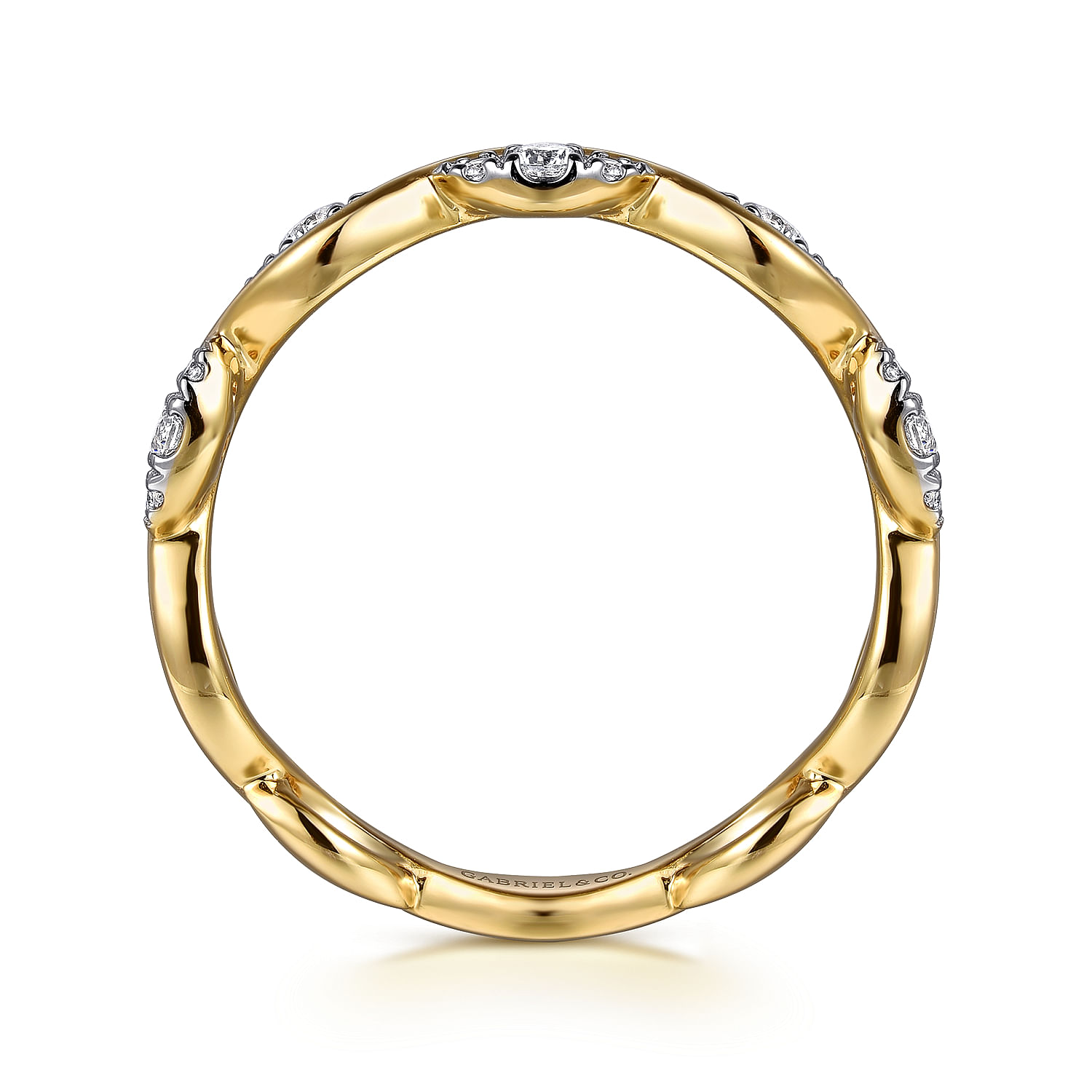 14K Yellow Gold Diamond Twisted Stackable Ring