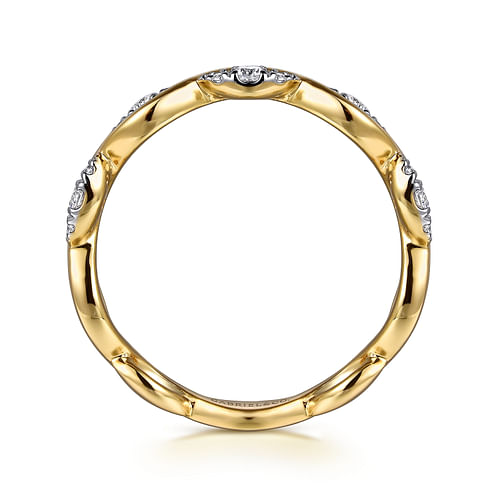 14K Yellow Gold Diamond Twisted Stackable Ring