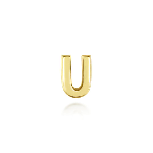 14K Yellow Gold Diamond U Initial Locket Charm