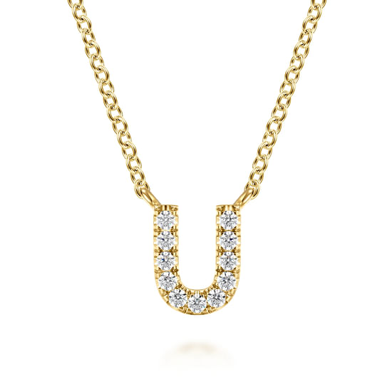 Gabriel - 14K Yellow Gold Diamond U Initial Pendant Necklace