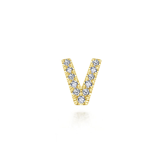 Gabriel - 14K Yellow Gold Diamond V Initial Locket Charm