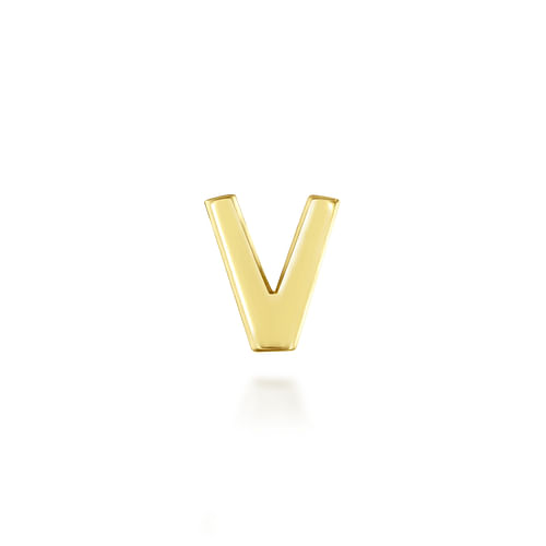 14K Yellow Gold Diamond V Initial Locket Charm