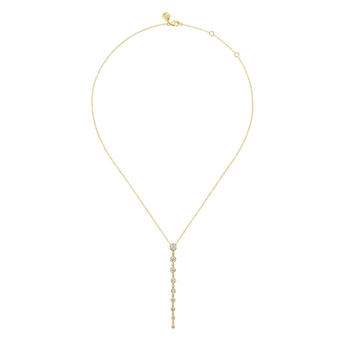 14K Yellow Gold Diamond Vertical Bar Necklace　