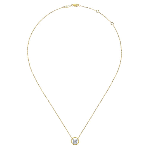 14K Yellow Gold Diamond W Initial Pendant Necklace