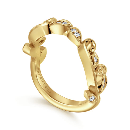 14K Yellow Gold Diamond Wedding Band angle 3
