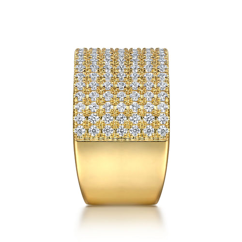 14K Yellow Gold Diamond Wide Band Ladies Ring