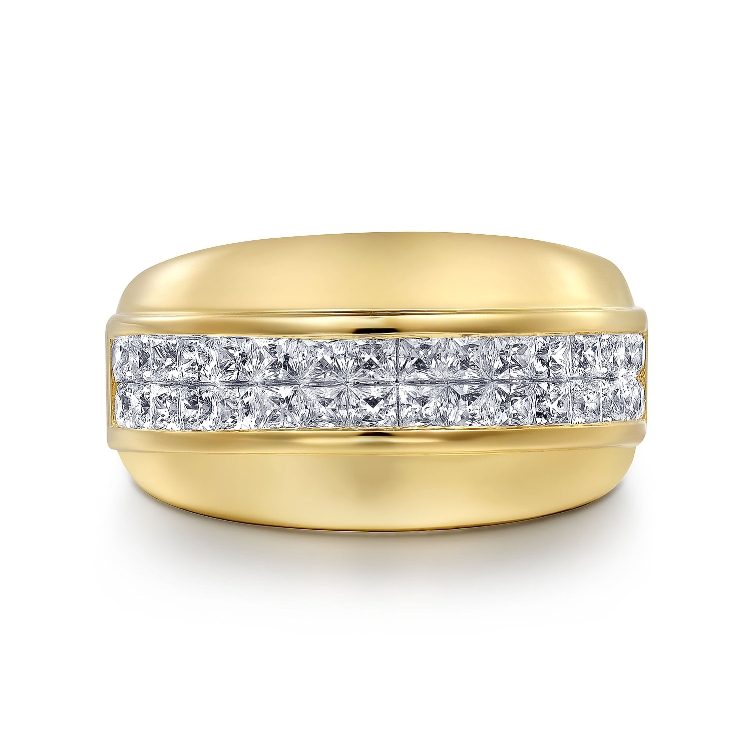 14K Yellow Gold Diamond Wide Band Ring