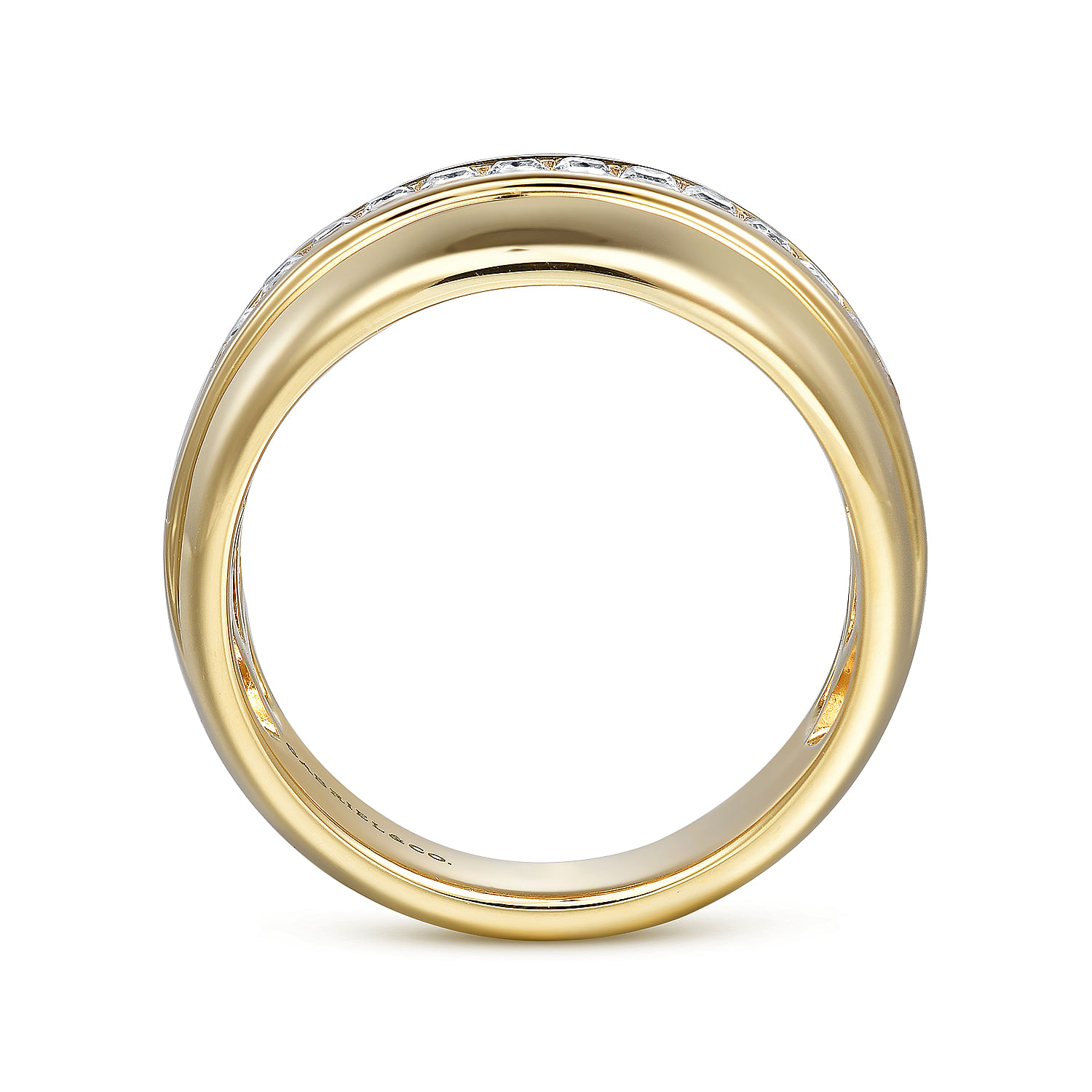 14K Yellow Gold Diamond Wide Band Ring