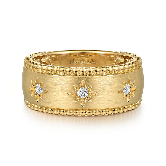 Gabriel - 14K Yellow Gold Diamond Wide Bujukan Band Ladies Ring
