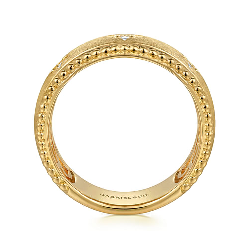 14K Yellow Gold Diamond Wide Bujukan Band Ladies Ring