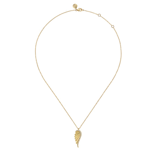 14K Yellow Gold Diamond Wing Pendant Necklace 14K Yellow Gold Diamond Wing Pendant Necklace