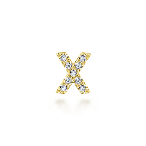 14K Yellow Gold Diamond X Initial Locket Charm