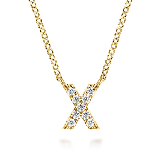 Gabriel - 14K Yellow Gold Diamond X Initial Pendant Necklace