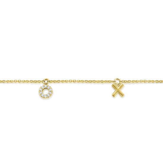 14K Yellow Gold Diamond XOXO Bracelet angle 2