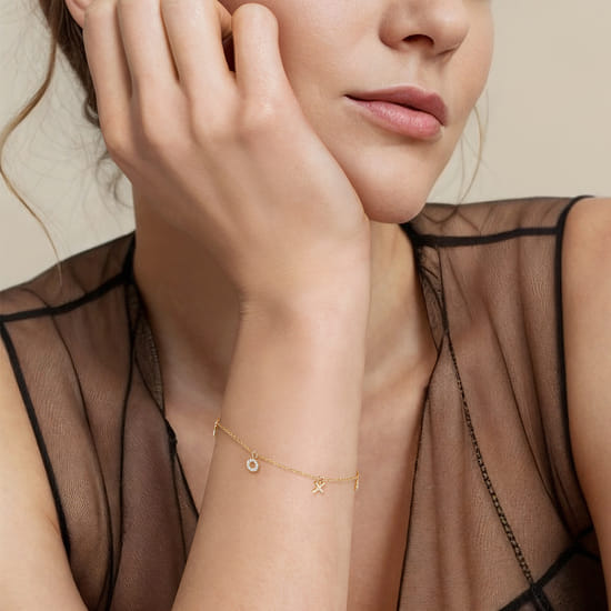 14K Yellow Gold Diamond XOXO Bracelet angle 3