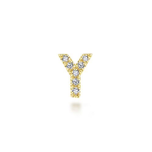 14K Yellow Gold Diamond Y Initial Locket Charm