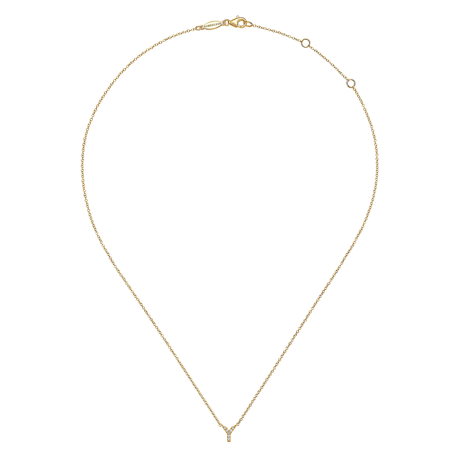 14K Yellow Gold Diamond Y Initial Pendant Necklace